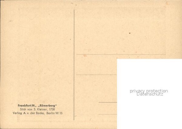 Frankfurt Main Römerberg Stich von S. Kleiner – Bild 2