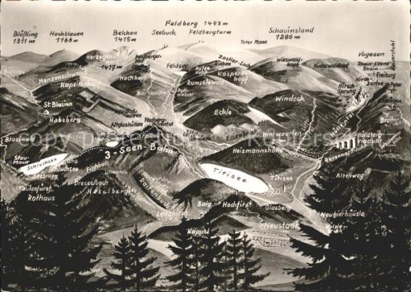 Feldberg Schwarzwald Panoramakarte Schauinsland Belchen Hoch