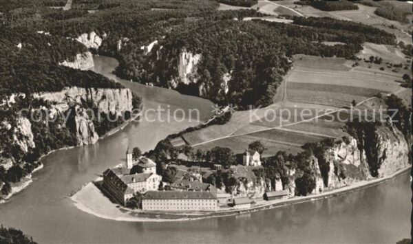 Weltenburg Kelheim Fliegeraufnahme Klosterschenke