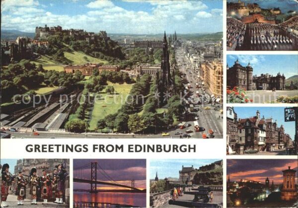 Edinburgh Scotland Fliegeraufnahme Dudelsackspieler Burg