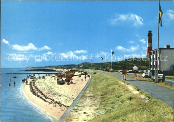 Hoernum Sylt Strand Promenade mit Leuchtturm