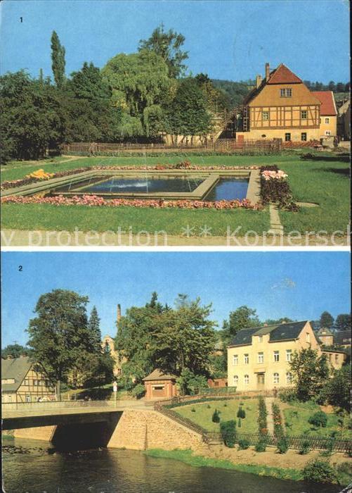 Olbernhau Erzgebirge Stadtpark Brunnen Kegelbrücke