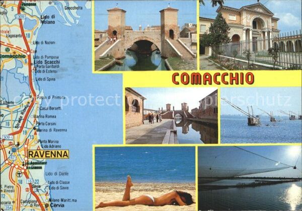 Comacchio Lageplan Schloss Kanal Strand Fischer