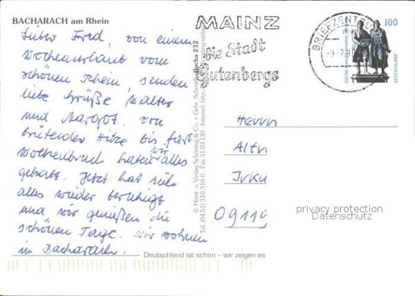 Bacharach Rhein Altes Haus Oberstrasse Marktturm Kurpfä – Bild 2