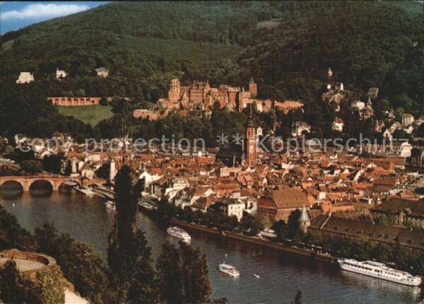 Heidelberg Neckar Blick vom Philosophenweg auf Schloss un