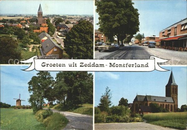 Zeddam Montferland Stadtblick Strassenpartie Windmühle Kir