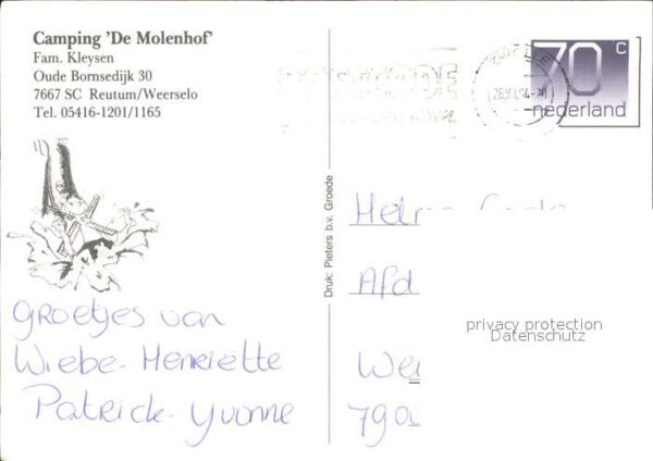 Weerselo Camping De Molenhof Bungalows Tennispla – Bild 2