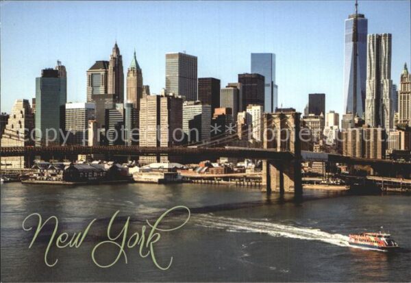 New York City Brooklyn Bridge and Freedom Tower