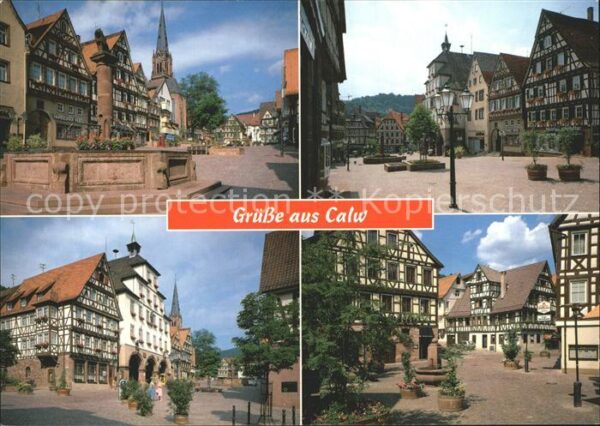 Calw Brunnen Marktplatz Rathaus Stadtansicht