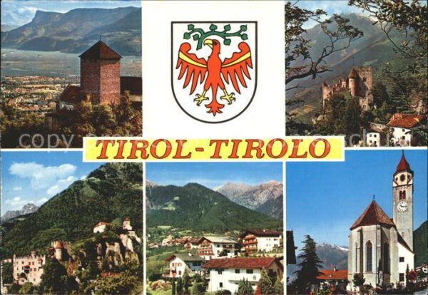 Dorf Tirol Kirche Burg Blick Meran