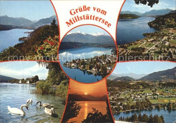 Millstaettersee Abendstimmung Schwäne Seeboden