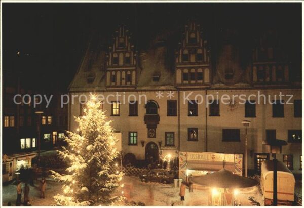Meissen Elbe Sachsen Weihnachtsmarkt Nachtaufnahme