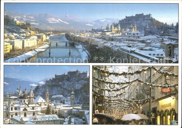 Salzburg Oesterreich Schloss Weihnachtsbeleuchtung Winter