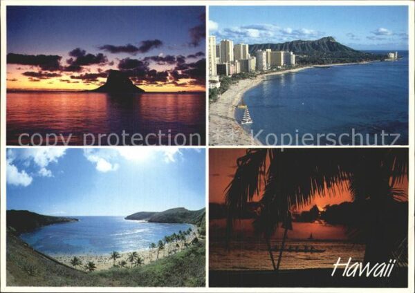 Hawaii US-State Abendstimmung Meer Palmen Stadtansicht