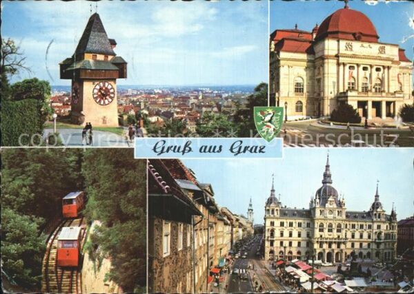 Graz Steiermark Uhrturm Blick Stadt Oper Schlossbergbah