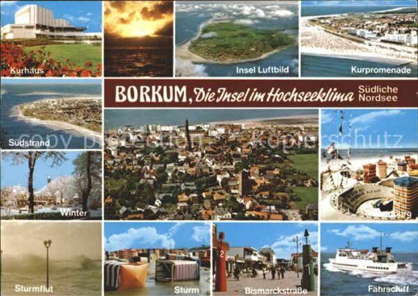 Borkum Fährschiff Sturmflut Südstrand Kurhaus