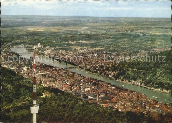 Heidelberg Neckar Blick vom Fersehturm auf dem Königstuhl