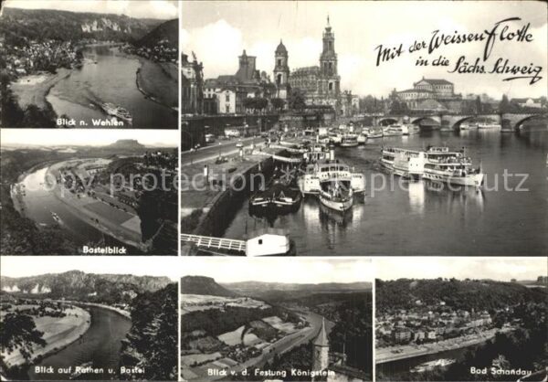 Dresden Weisse Flotte Wehlen Basteiblick Rathen