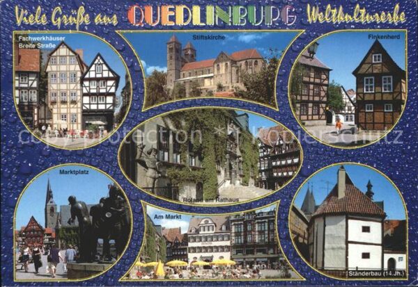 Quedlinburg Am Markt Stiftskirche Finkenherd Roland