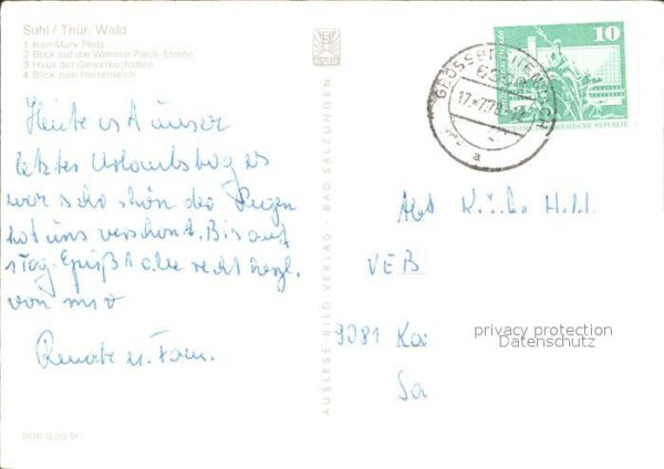 Suhl Thueringer Wald Karl Marx Platz Wilhelm Pieck Straße He – Bild 2