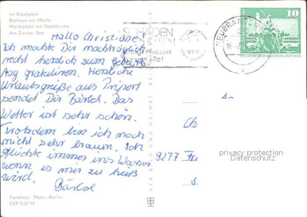 Neustrelitz Stadtpark Rathaus Marktplatz Stadtkirch – Bild 2