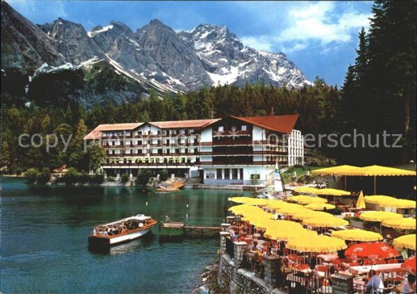 Eibsee Hotel Pavillon Terrasse Anlegestelle Mo