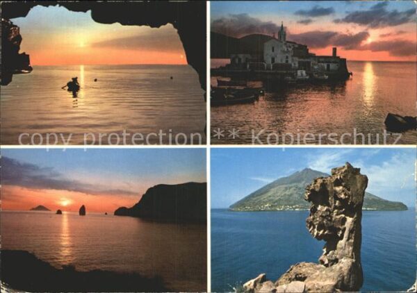 Isole Eolie Lipari Vulkan Meer Sonnenunteragng Boot