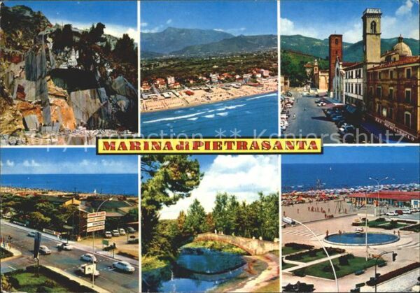 Marina di Pietrasanta Brunnen Strassenansicht Fliegeraufnahme