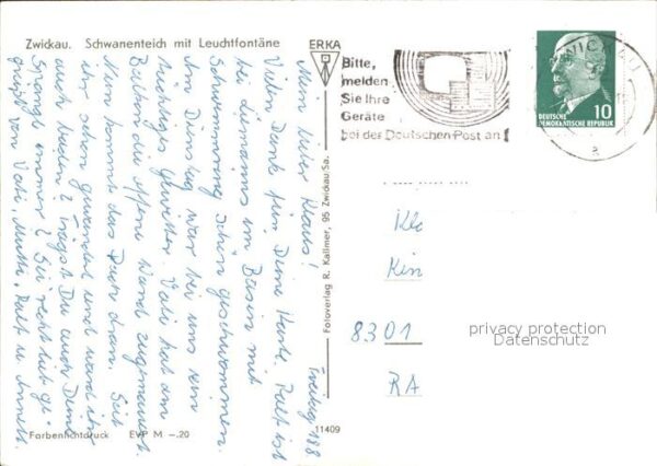 Zwickau Sachsen Schwanenteich mit Leuchtfontäne – Bild 2