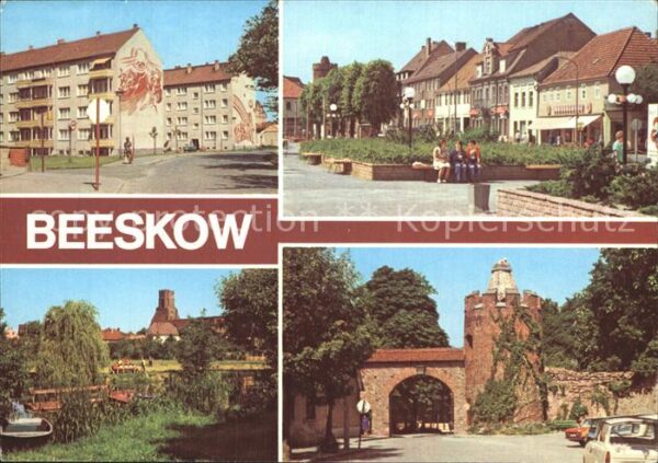 Beeskow Kleine Spree Pulverturm mit Stadtmauer