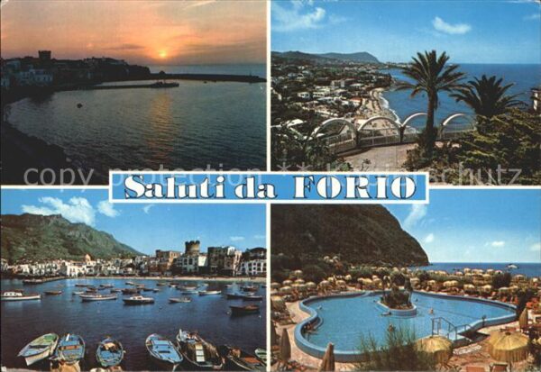 Forio d Ischia Boote Schwimmbad Sonnenuntergang