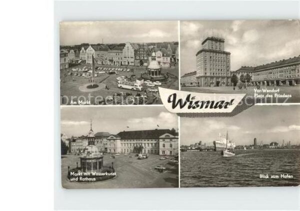 Wismar Mecklenburg Hafen Markt Rathaus Wasserkunst Platz d