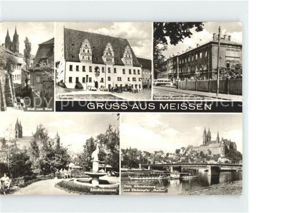 Meissen Elbe Sachsen Rathaus Blick zum Dom Albrechtsburg Dam