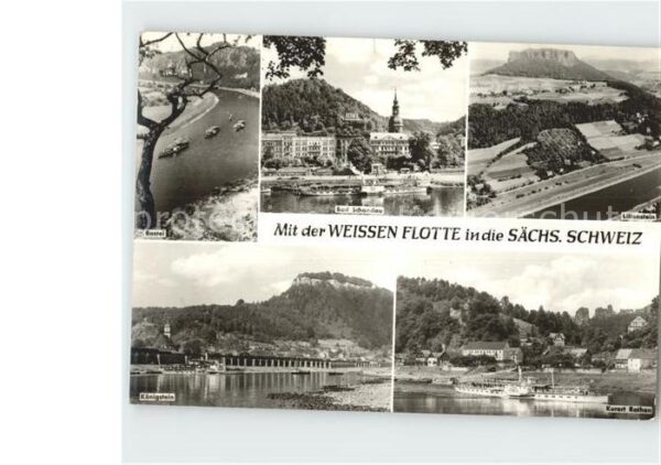 Saechsische Schweiz Mit der Weissen Flotte Lilienstein Köni