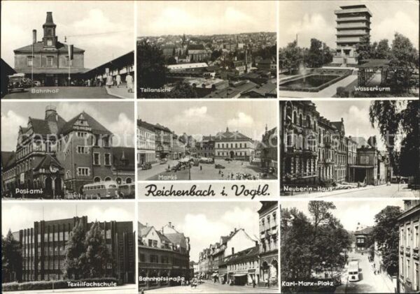 Reichenbach Vogtland Bahnhof Wasserturm Textilfachschule