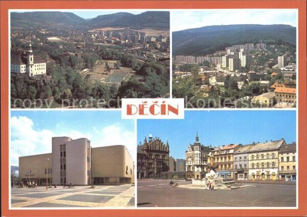 Decin Boehmen Leninplatz Ortsansichten Luftaufnahme S