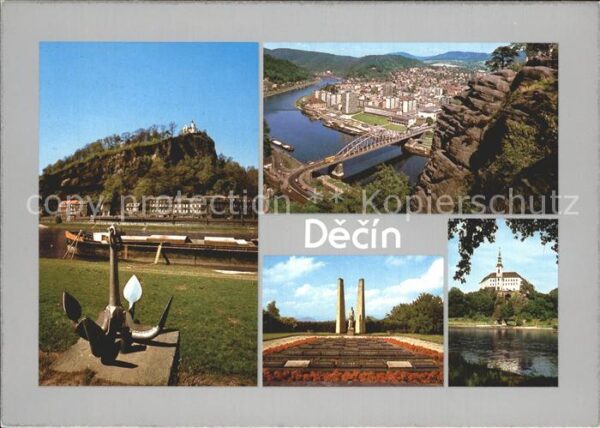 Decin Boehmen Schloss Elbe Ortsansicht Luftaufnahme A