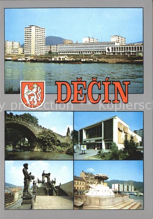 Decin Boehmen Elbe Ortsansicht Brücke Denkmal