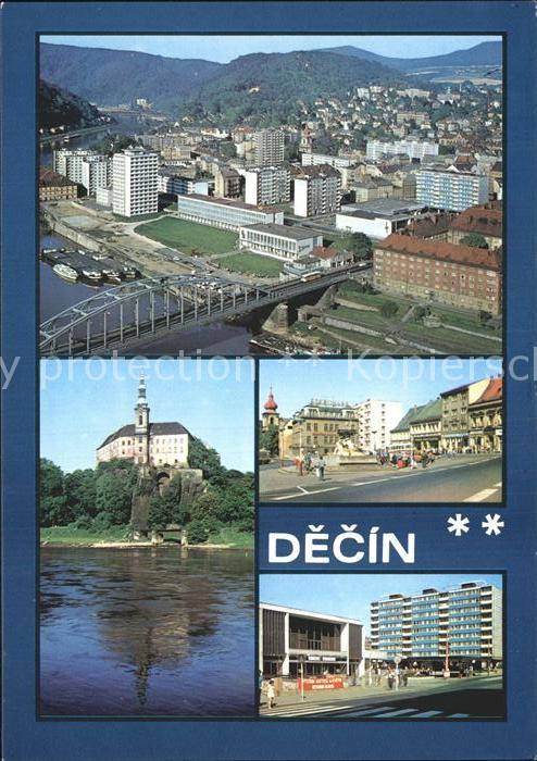 Decin Boehmen Schloss Ortsansicht Luftbild Elbe