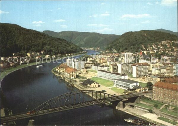 Decin Boehmen Ortsansicht Brücke Elbe