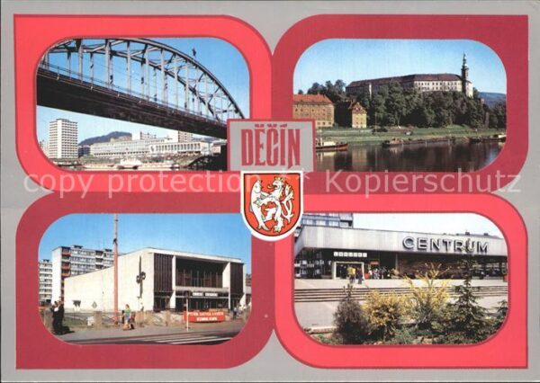 Decin Boehmen Brücke Schloss Elbe Centrum