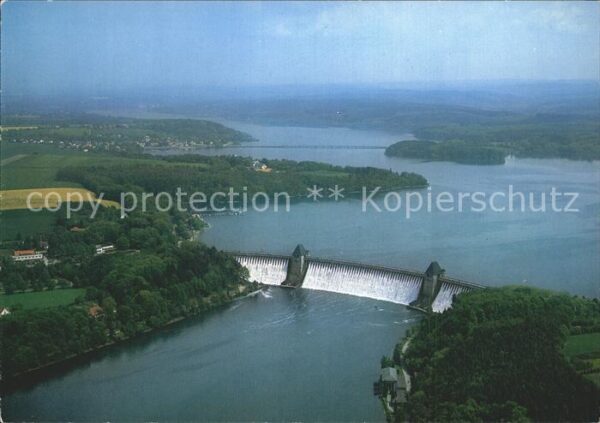 Moehnetalsperre Sperrmauer Fliegeraufnahme