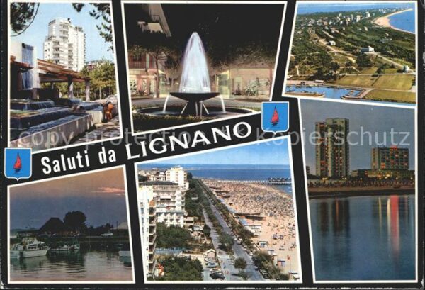 Lignano Fliegeraufnahme Skyline Promenade Brunn