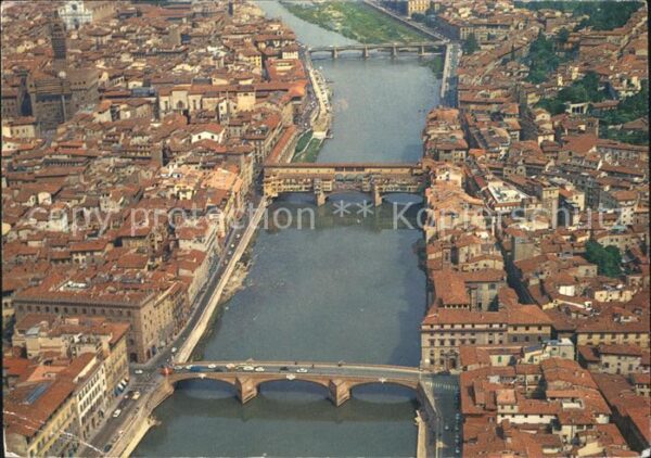 Firenze Florenz Luftansicht Arno Brücke