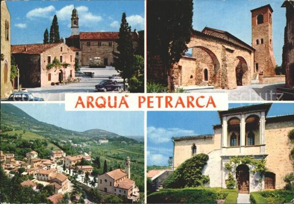 Arqua Petrarca Piazza alta Luftaufnahme Kirche