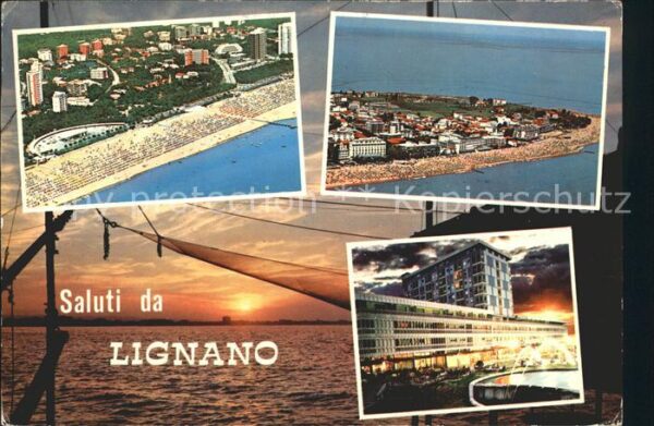 Lignano Luftaufnahme Strand Abendstimmung
