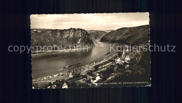 St Goar Panorama Felsental der Loreley mit Zelt