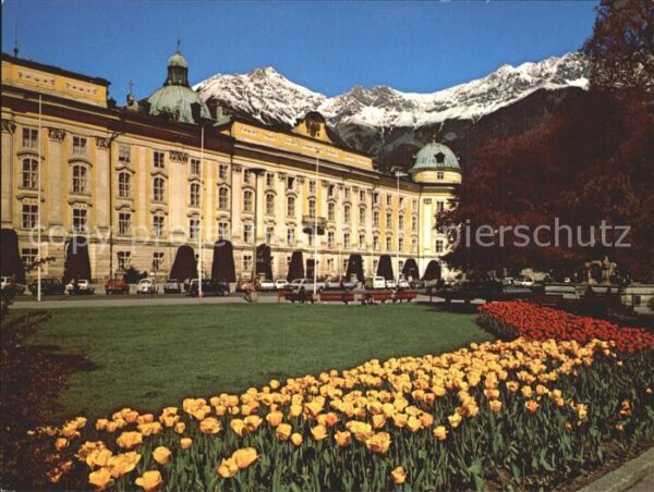 Innsbruck Hofburg mit Nordkette Tulpenbeet