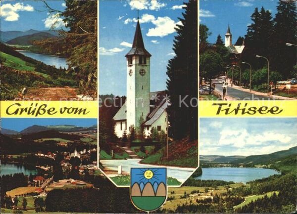 Titisee Panorama Schwarzwald Ortspartie mit Kir