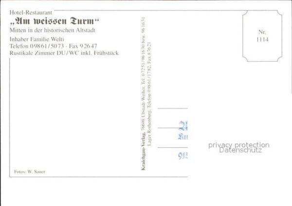 Rothenburg Tauber Hotel Restaurant Am weissen Turm Histor – Bild 2